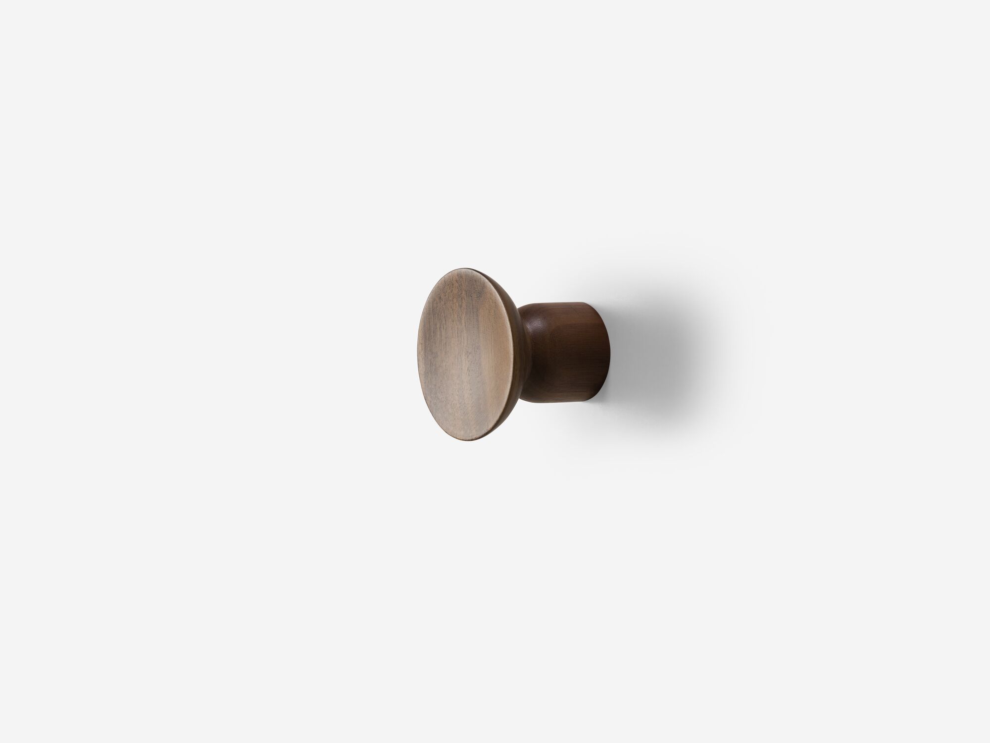 Angle view of medium walnut wall hook